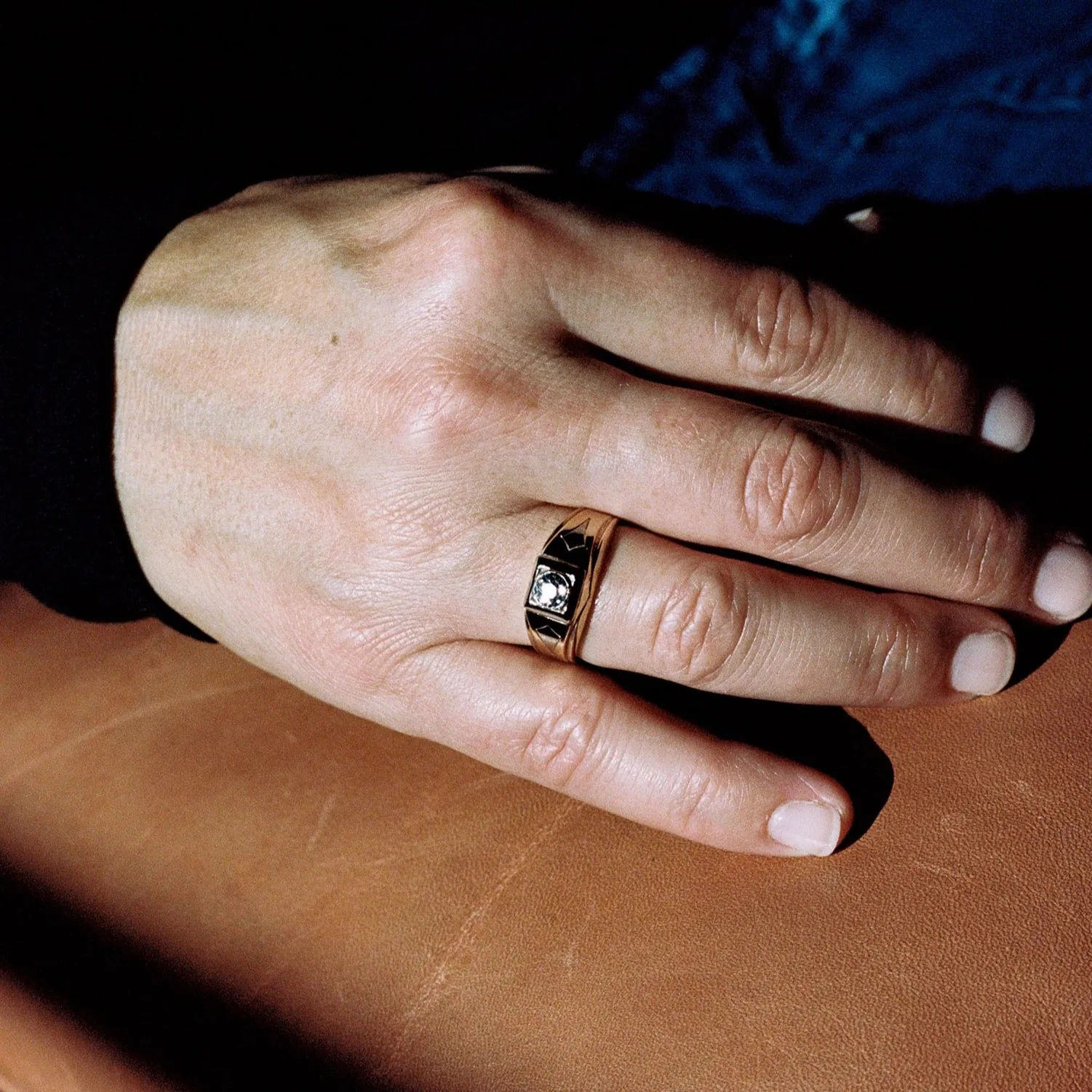 10k Yellow Gold Art Deco Shield Ring