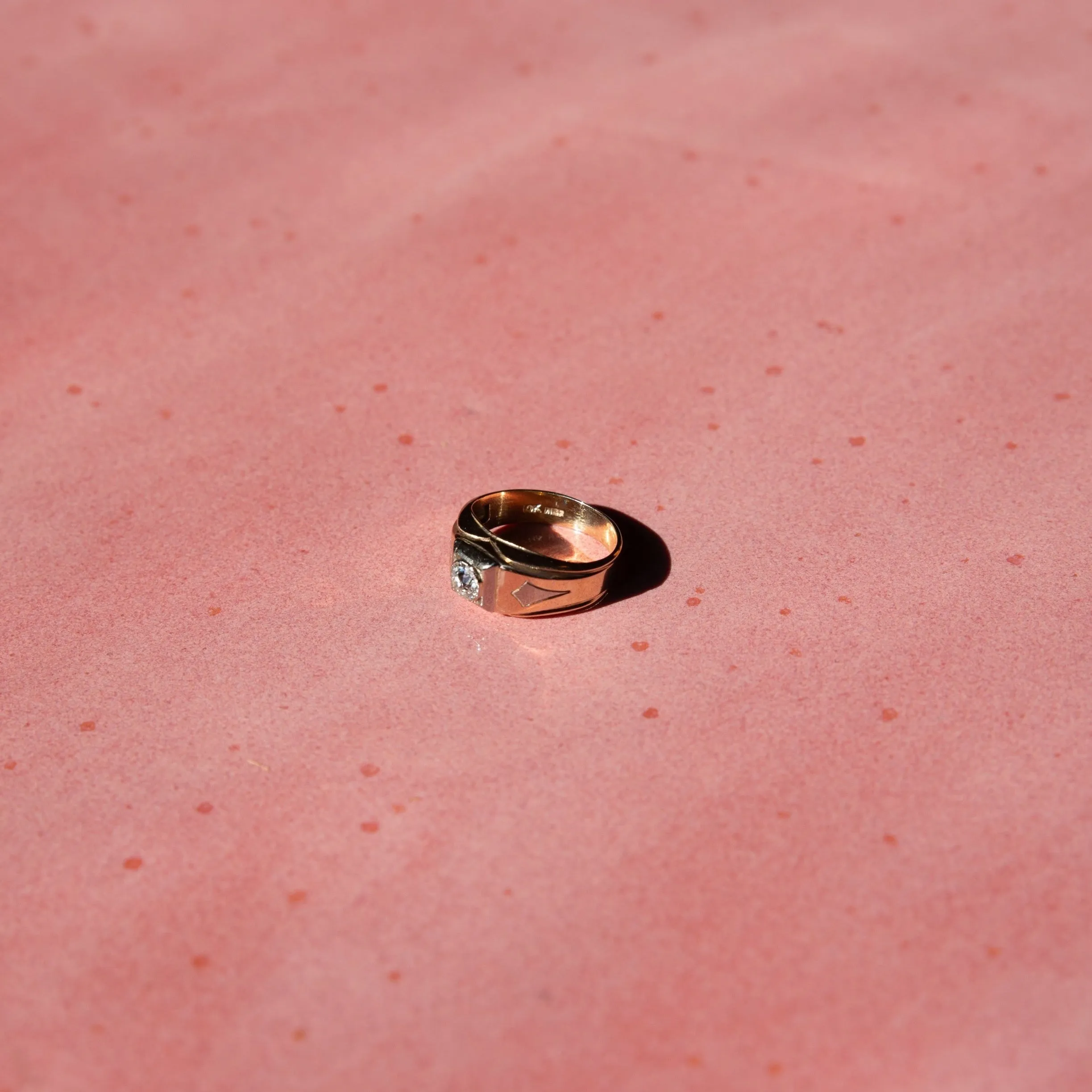 10k Yellow Gold Art Deco Shield Ring