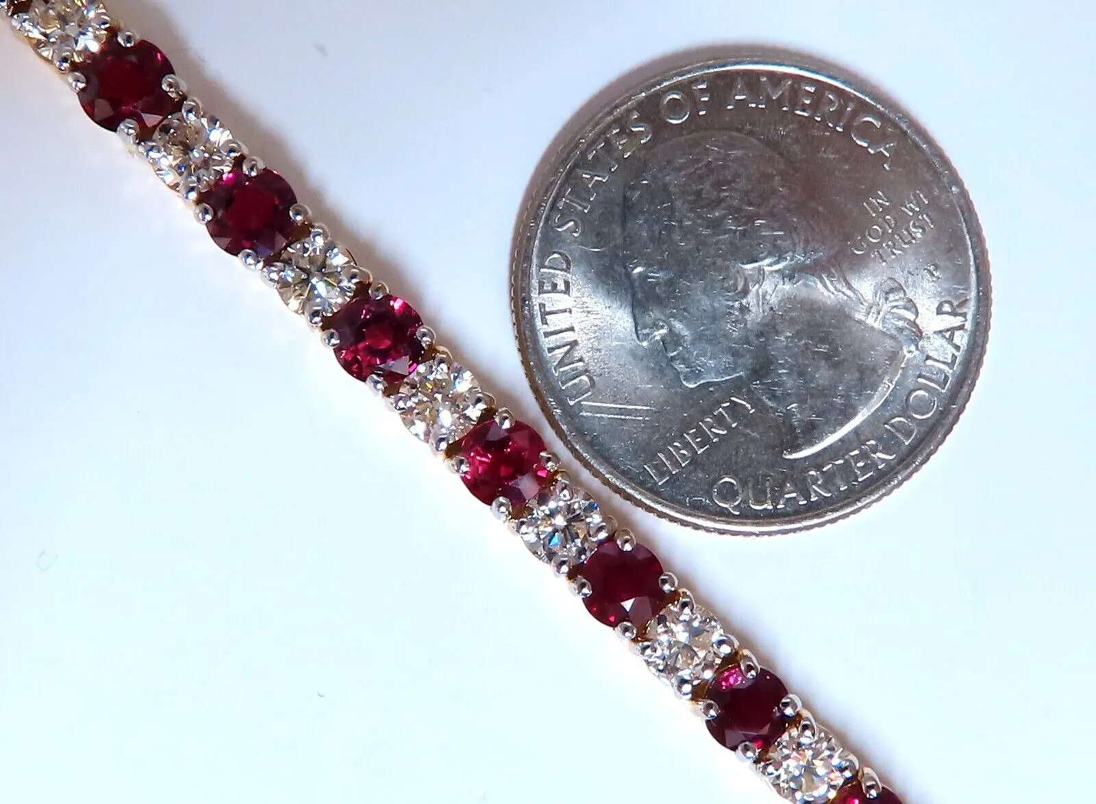 14.05ct Natural Ruby Diamonds Alternating Tennis Bracelet 14kt Gold Classic