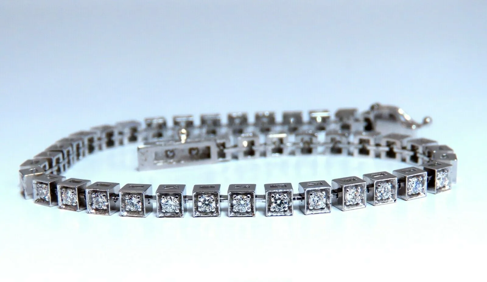 1.40ct Box Bead Set Prime Pave Natural Round Diamonds Bracelet 14kt
