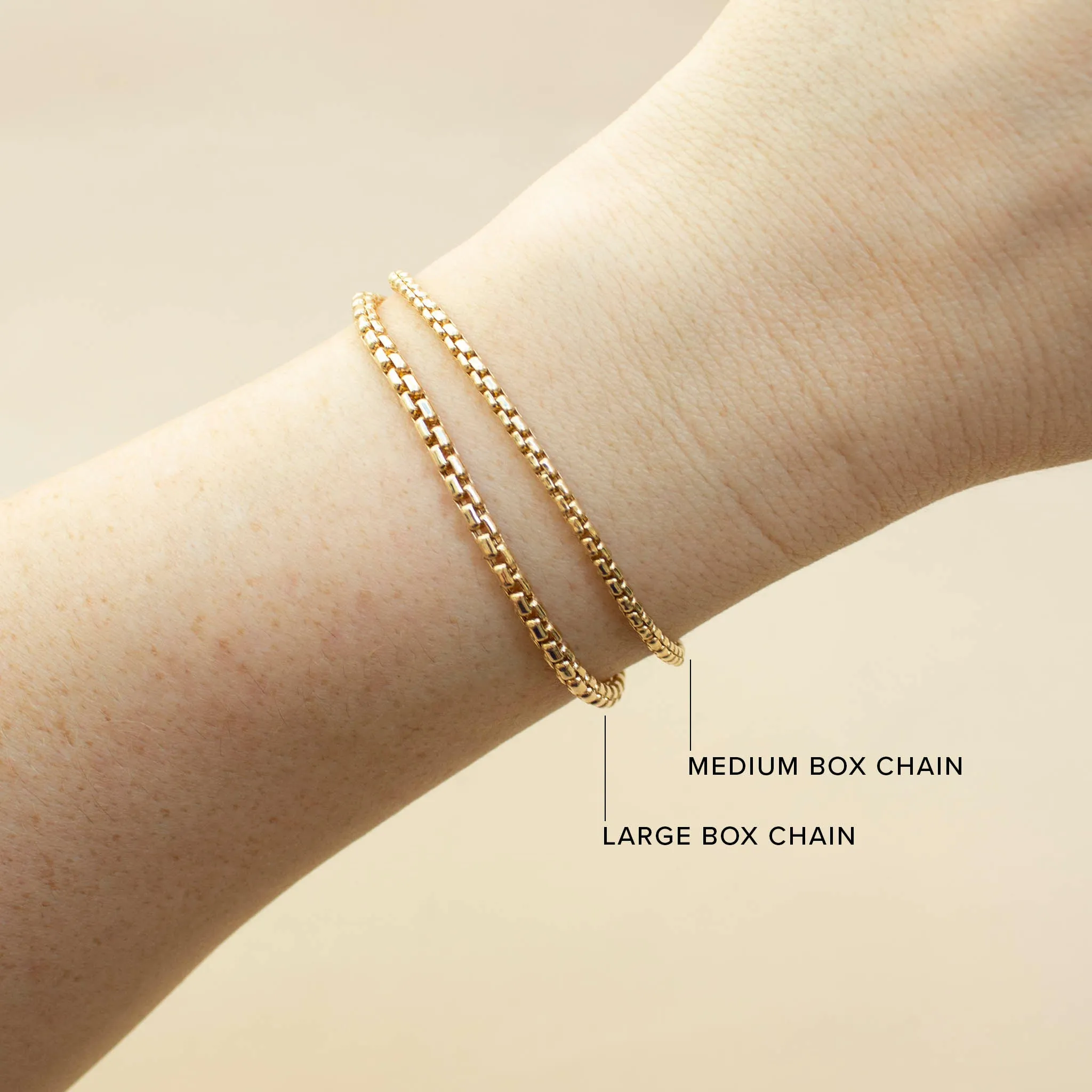 14k Gold Medium Box Chain Bracelet