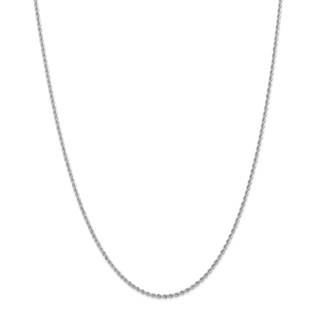 14k White Gold 2.0mm Regular Rope Chain