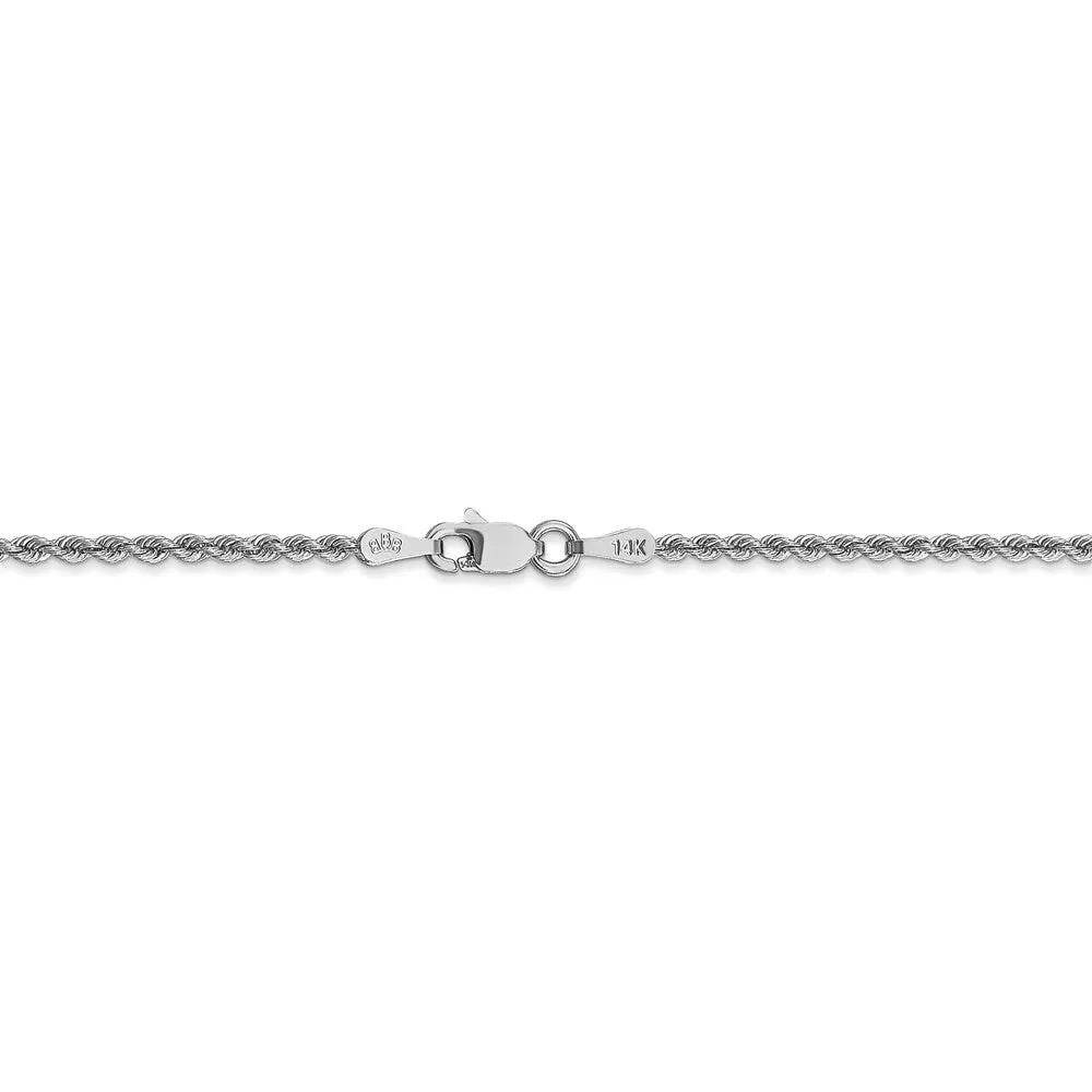 14k White Gold 2.0mm Regular Rope Chain