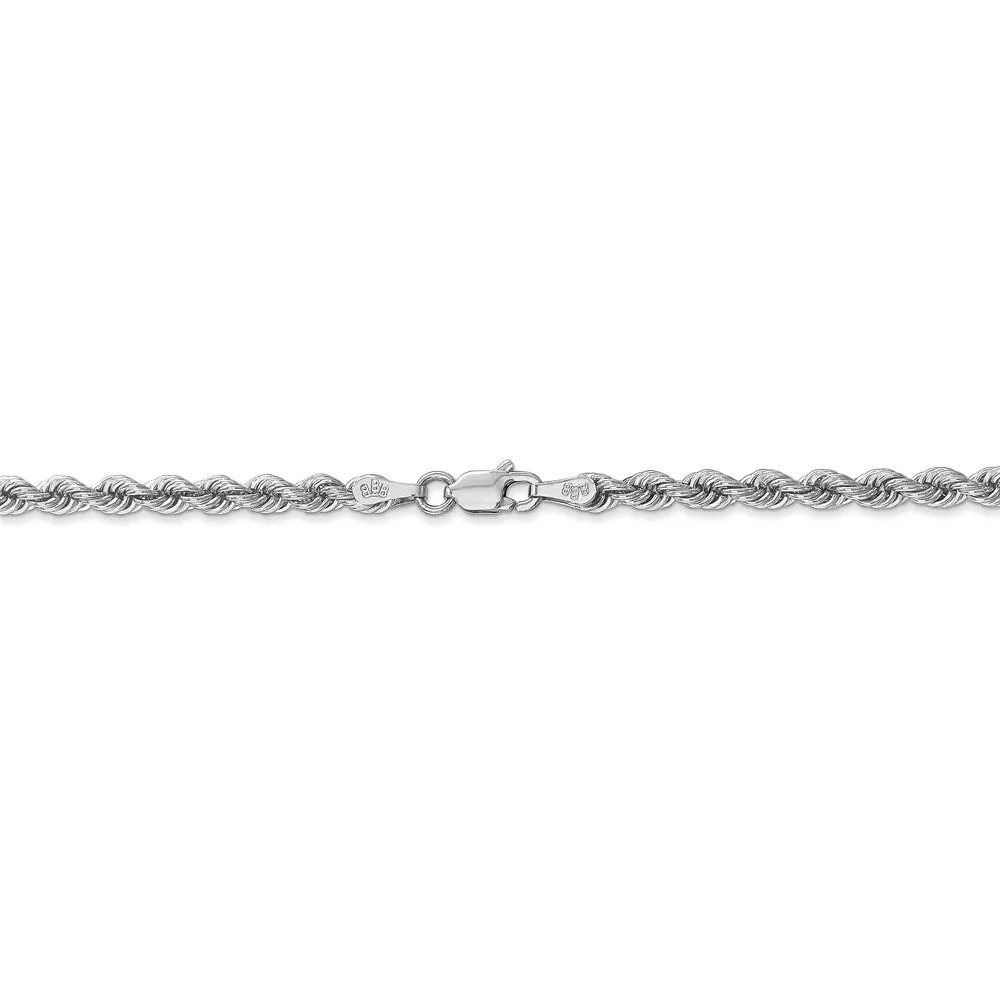 14k White Gold 3.0mm Regular Rope Chain