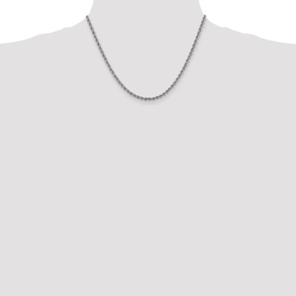 14k White Gold 3.0mm Regular Rope Chain