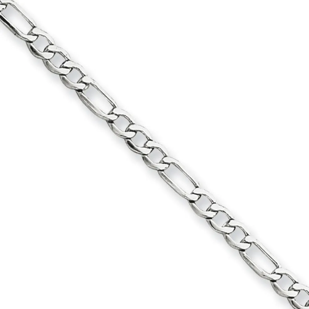 14K White Gold Men's 5MM Figaro Chain