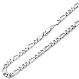 14K White Gold Men's 5MM Figaro Chain