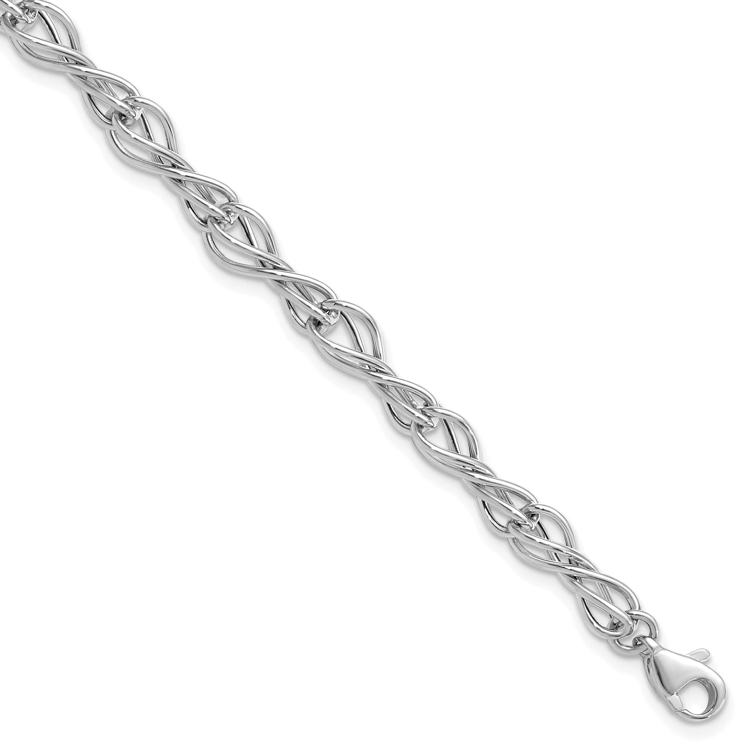 14k White Gold Polished Fancy Link Bracelet