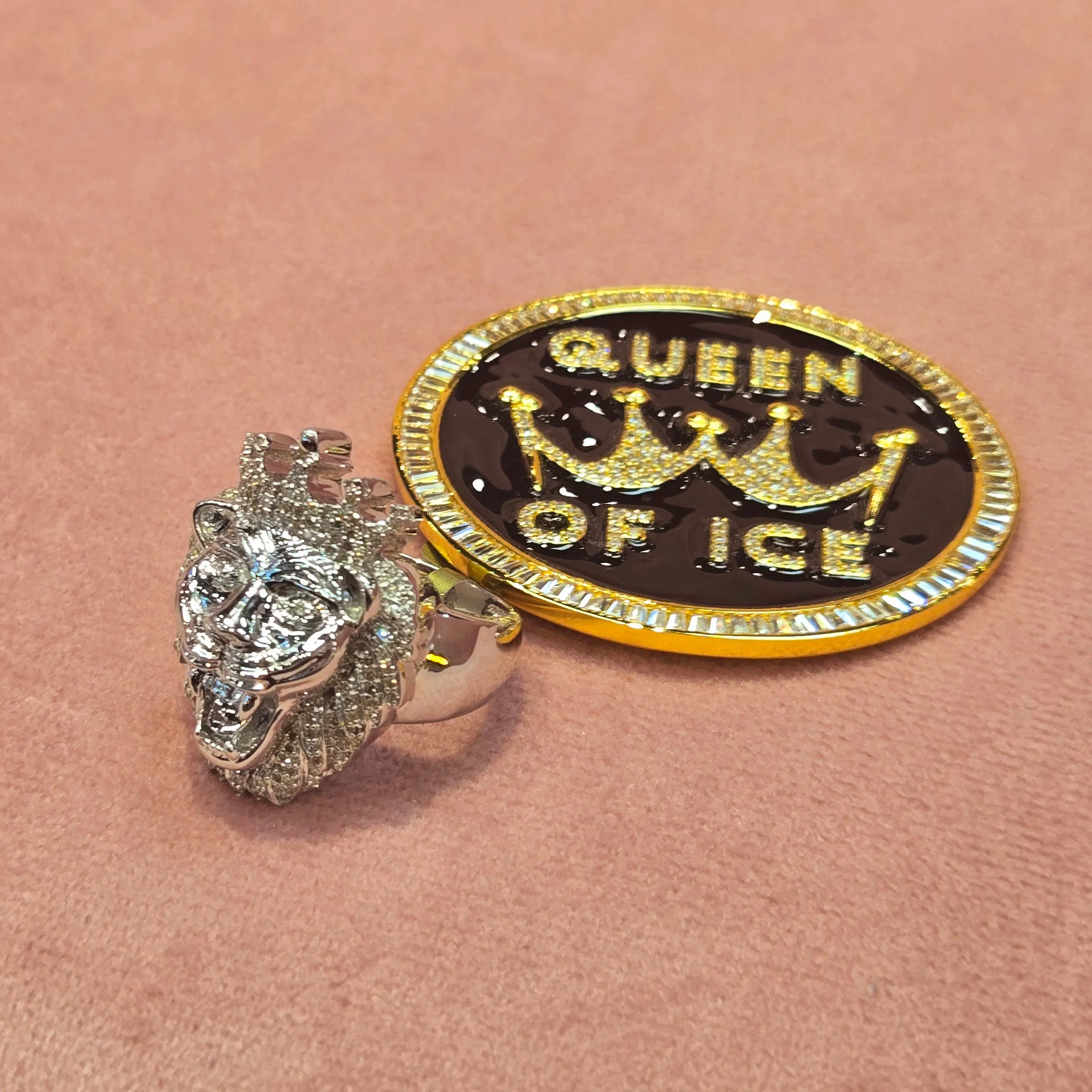 14K White Gold Round 0.78CT Natural Diamonds Lion Head Ring - SR9952
