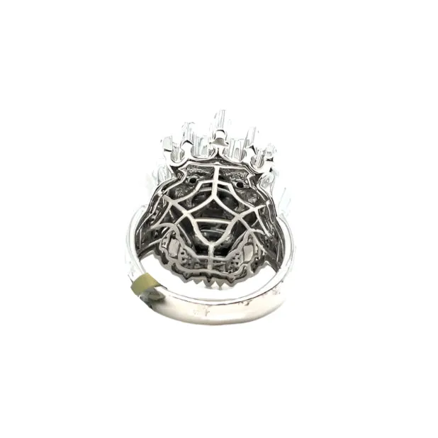 14K White Gold Round 0.78CT Natural Diamonds Lion Head Ring - SR9952