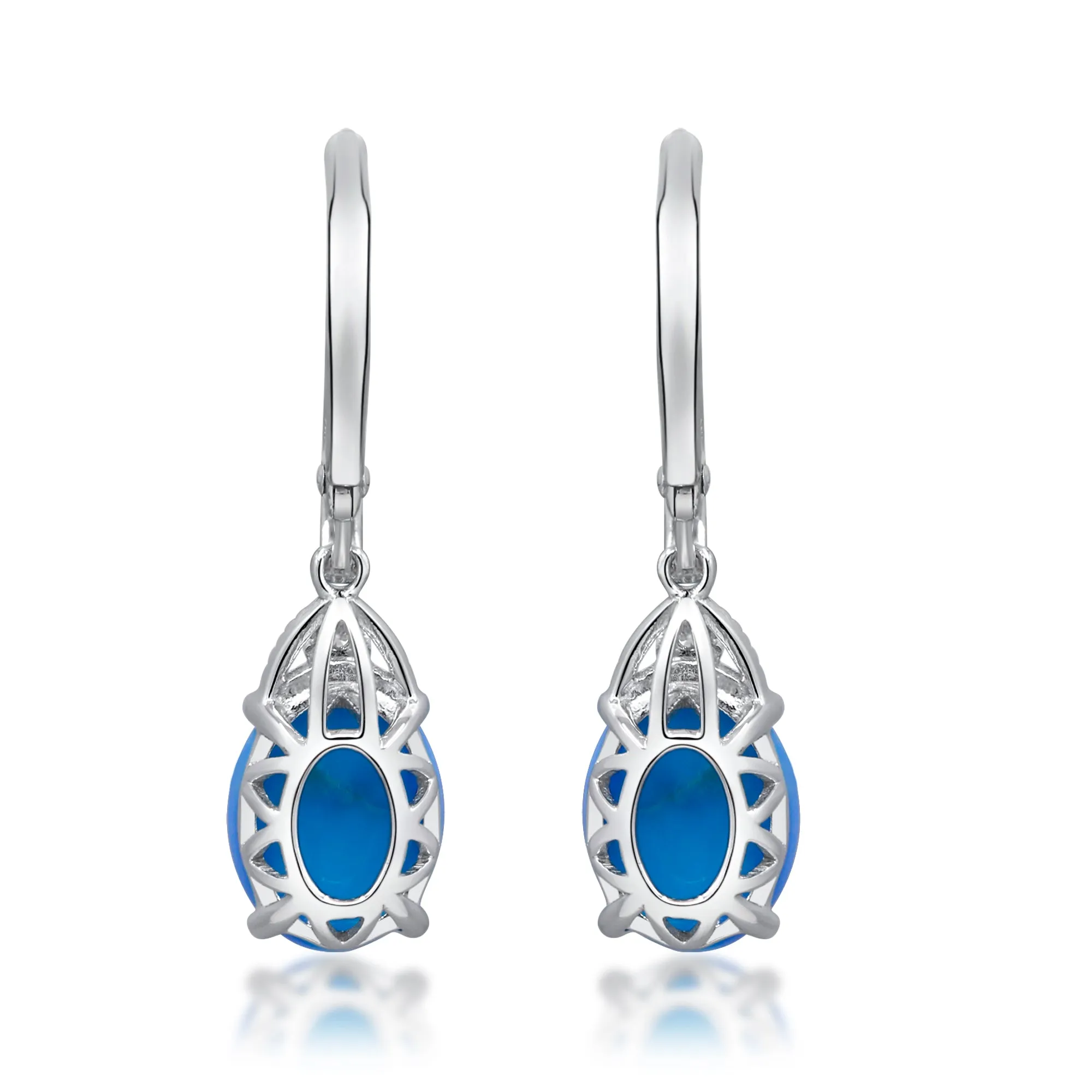 14K White Gold Turquoise Earrings