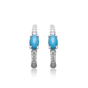 14K White Gold Turquoise Earrings