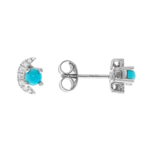 14K White Gold Turquoise Earrings