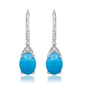 14K White Gold Turquoise Earrings