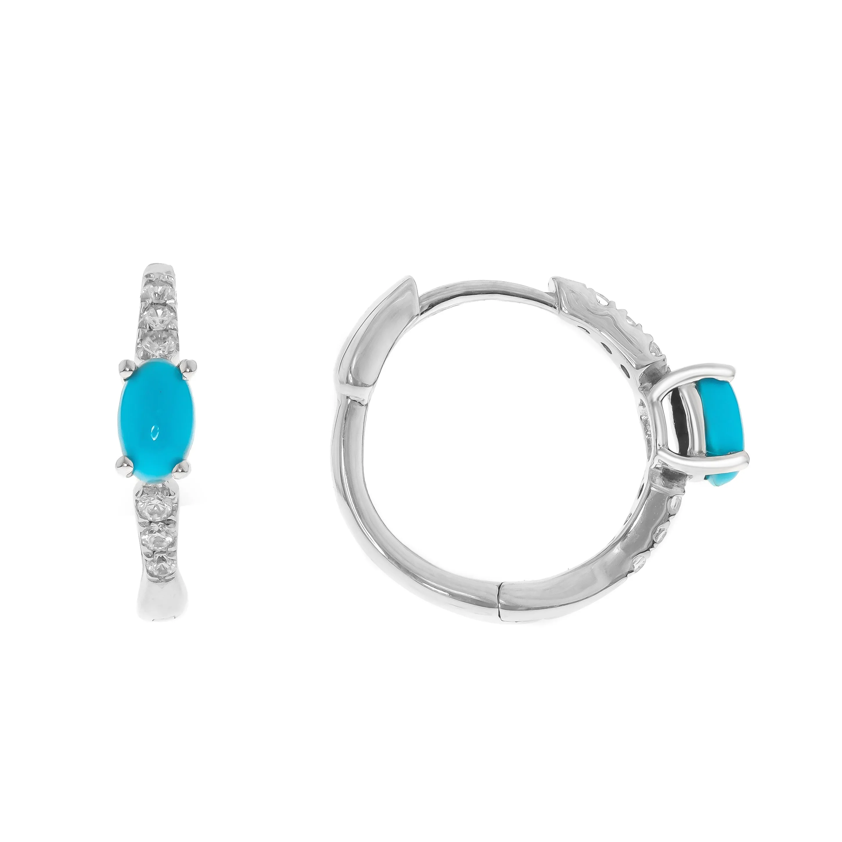 14K White Gold Turquoise Earrings