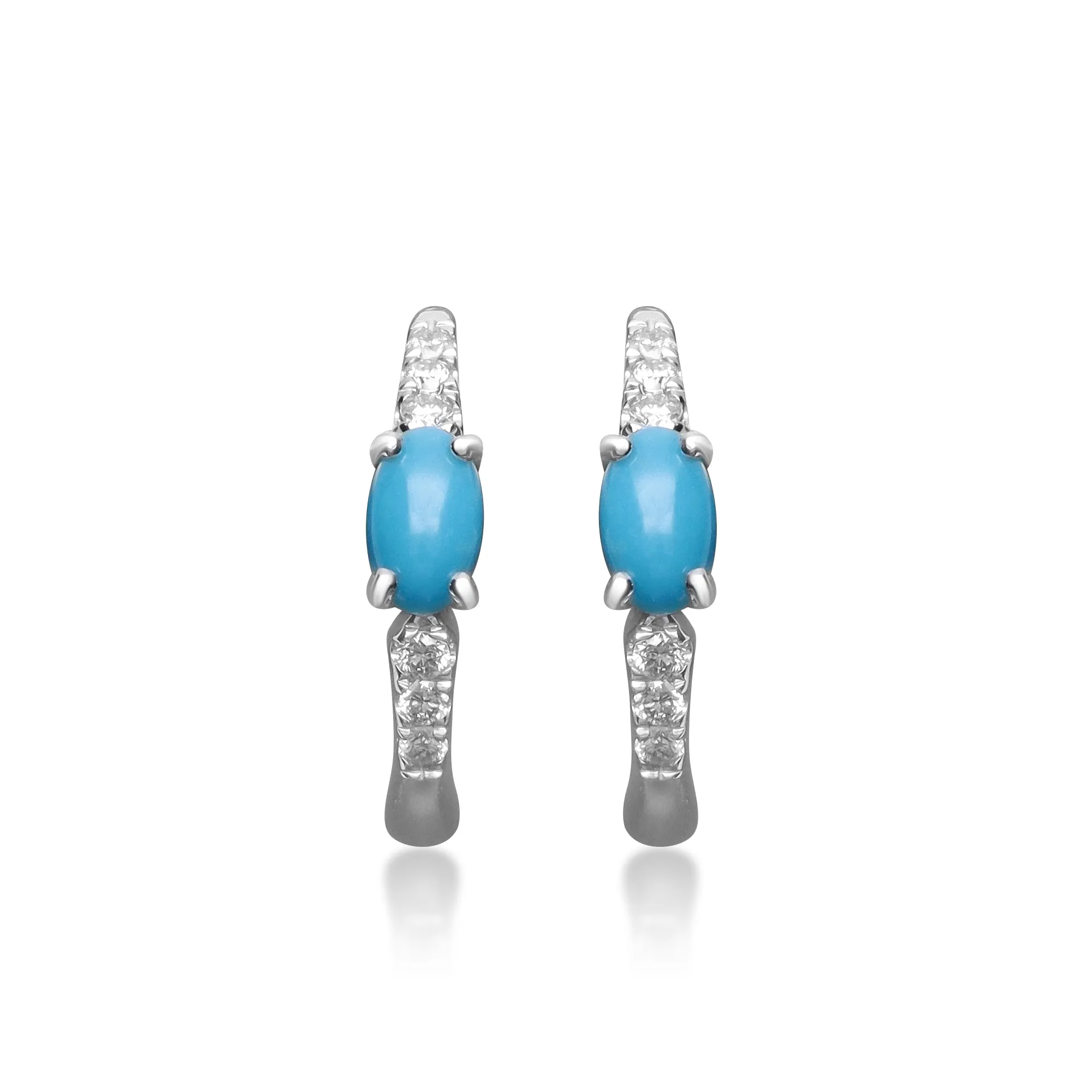 14K White Gold Turquoise Earrings