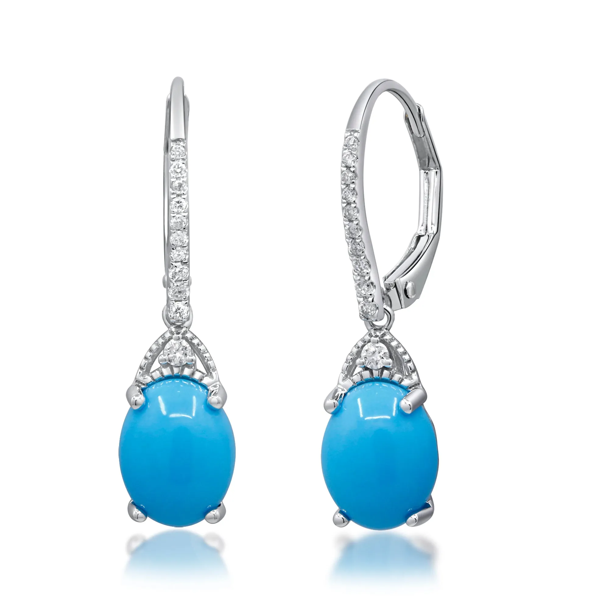 14K White Gold Turquoise Earrings