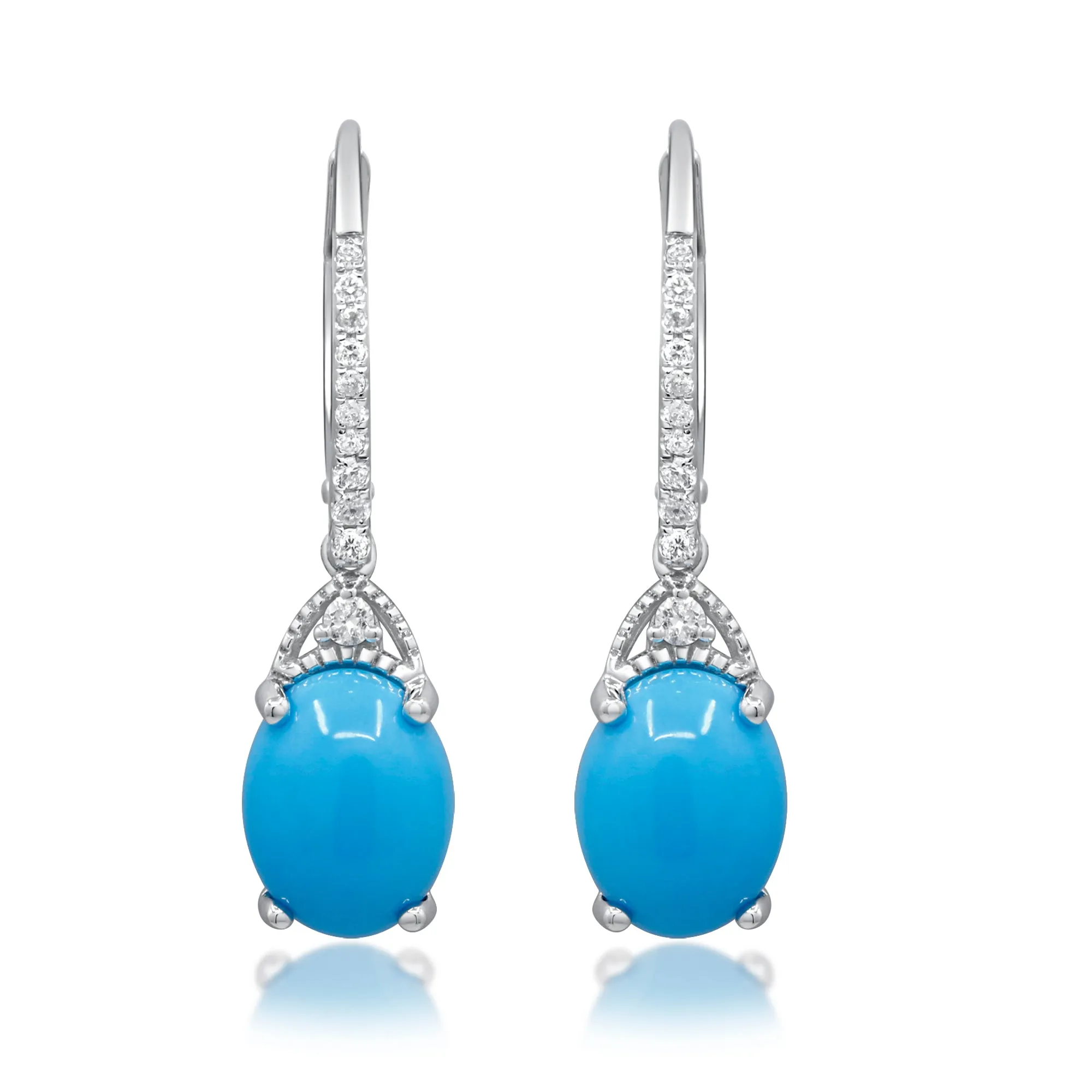 14K White Gold Turquoise Earrings