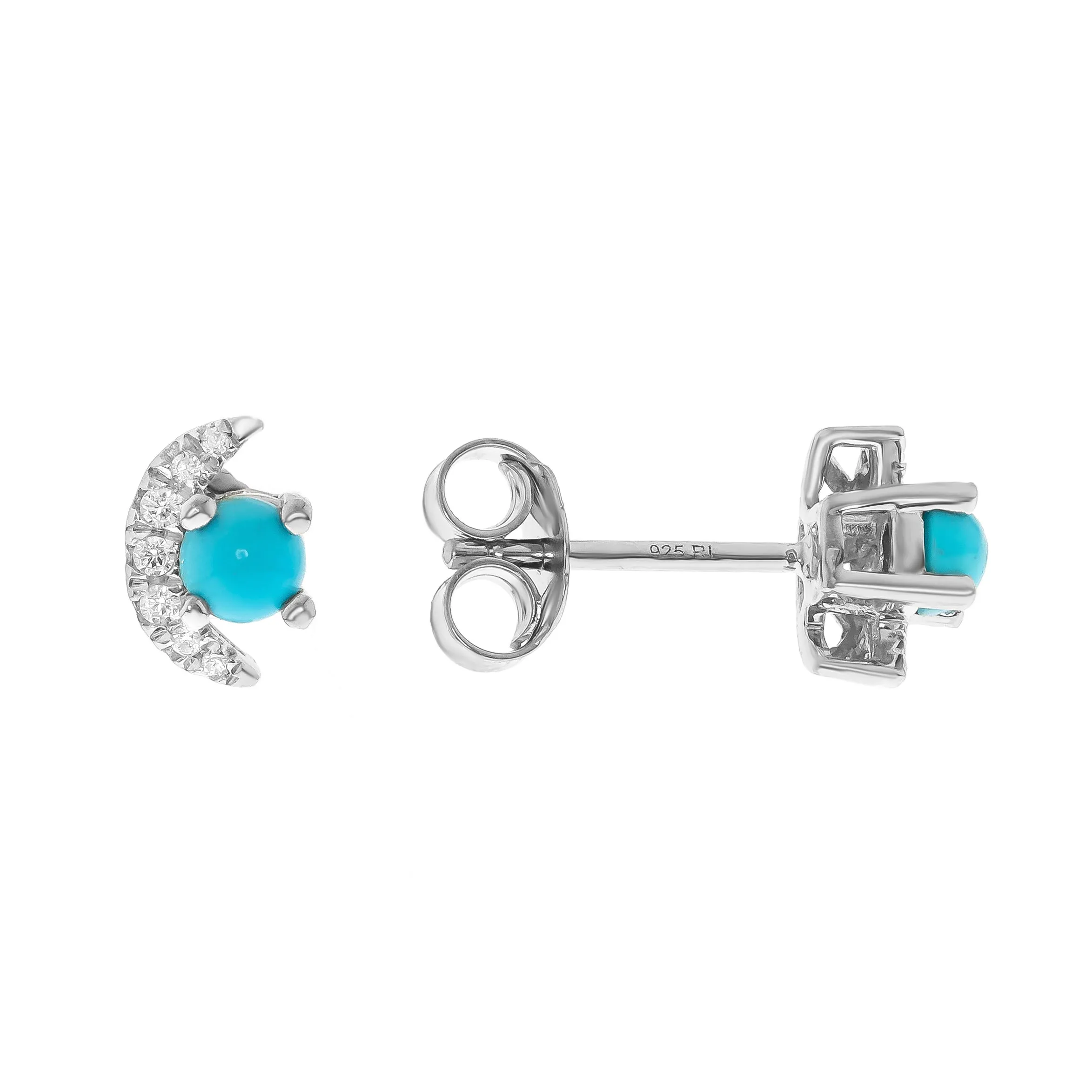14K White Gold Turquoise Earrings