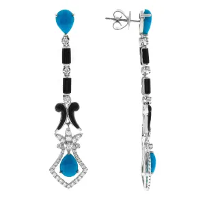14K White Gold Turquoise Earrings