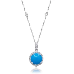 14K White Gold Turquoise Pendant