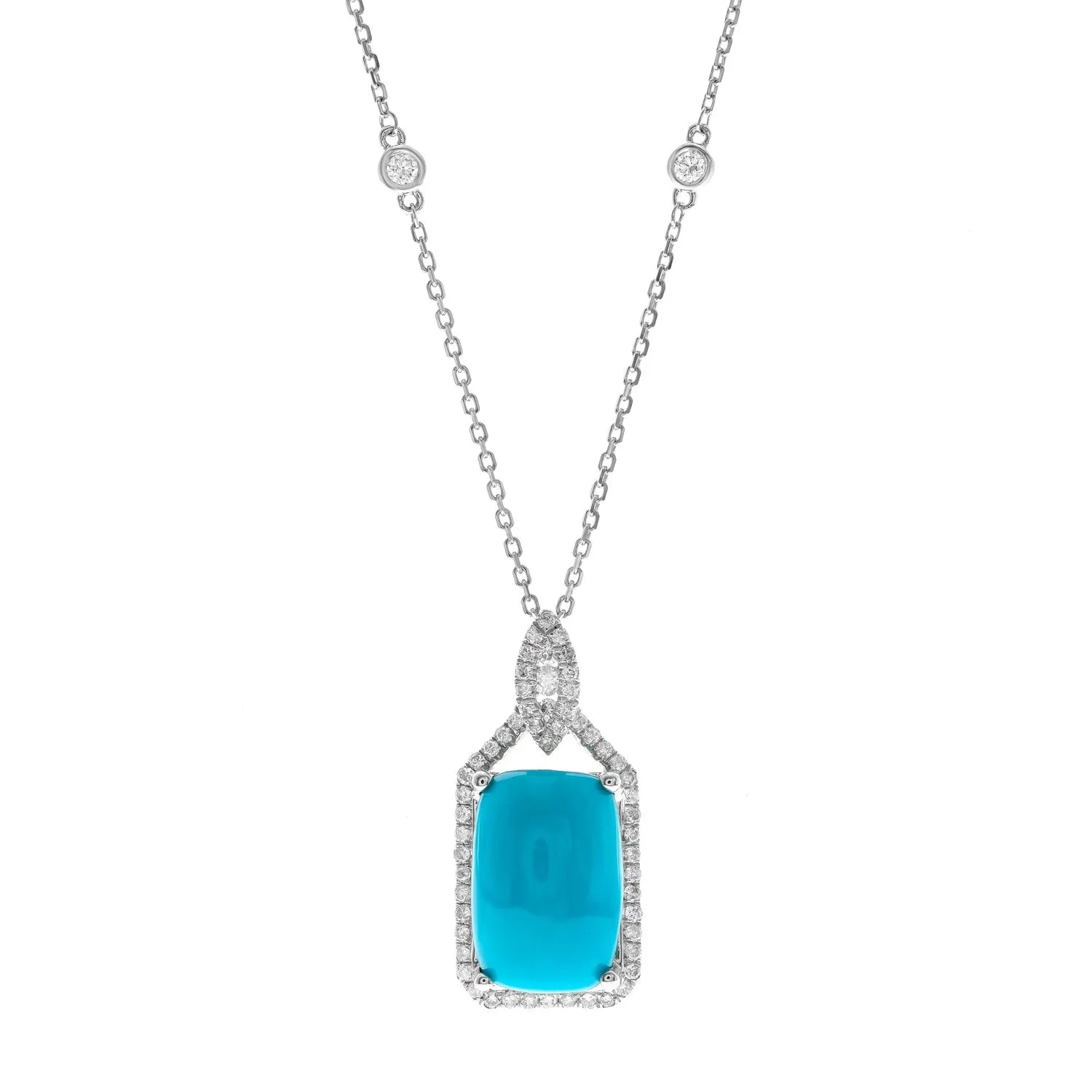 14K White Gold Turquoise Pendant
