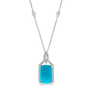 14K White Gold Turquoise Pendant
