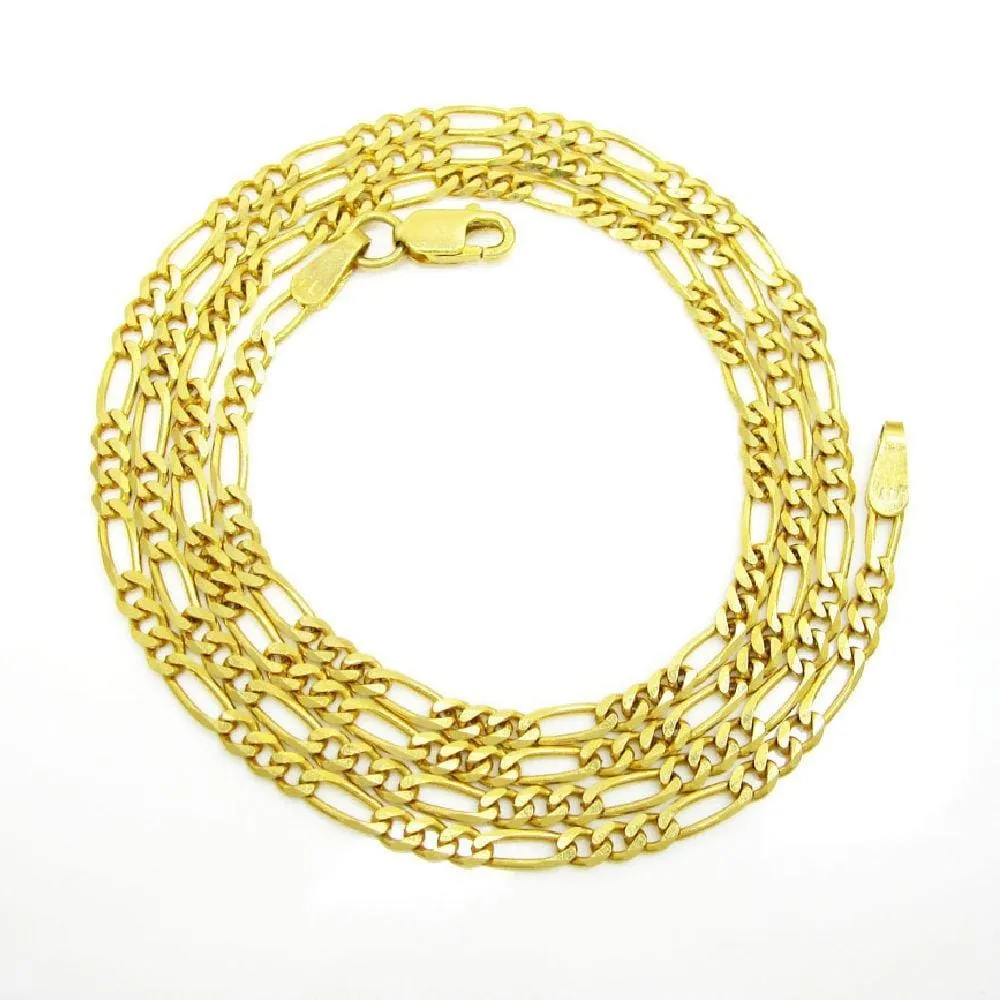 14K Yellow Gold 2.5MM Classic Figaro Chain & Bracelet