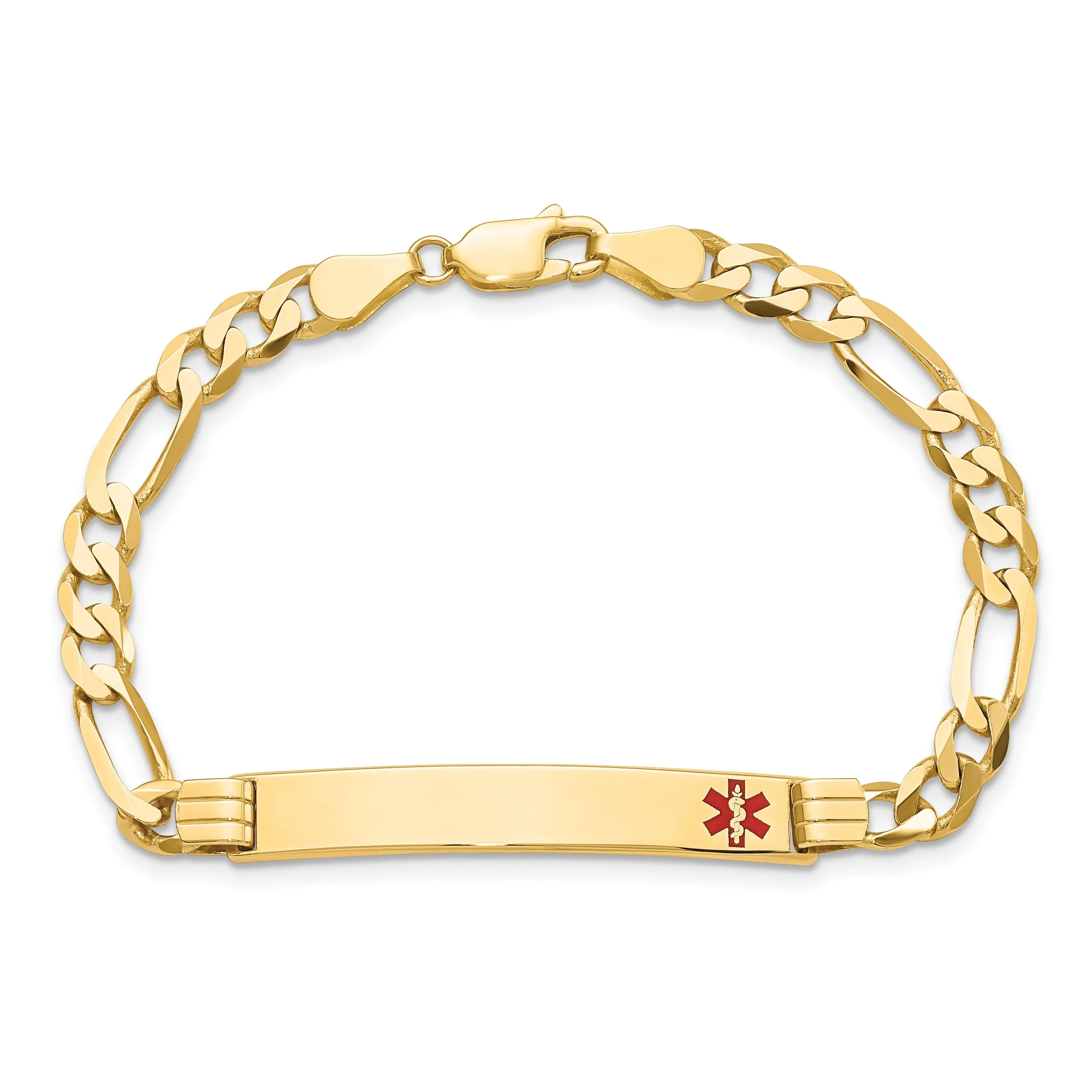 14K Yellow Gold Figaro Link Medical ID Bracelet