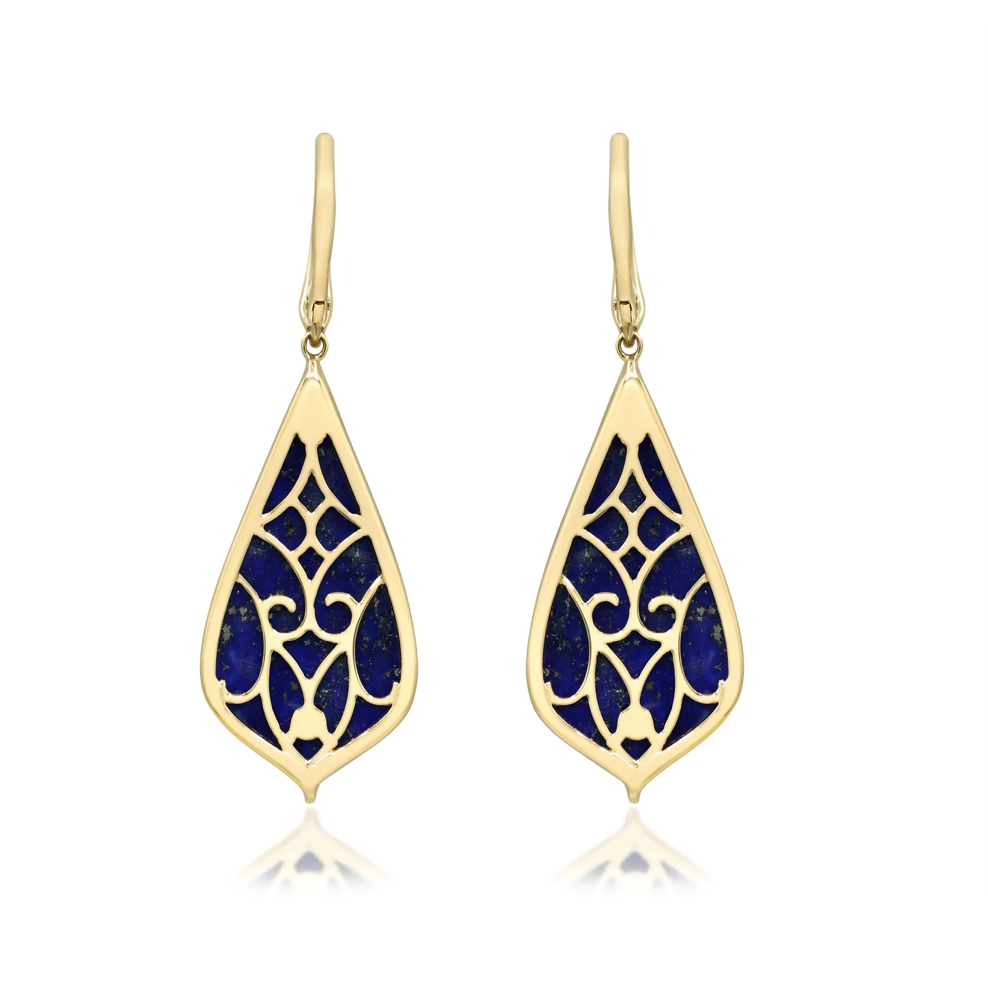 14K Yellow Gold Turquoise Earrings