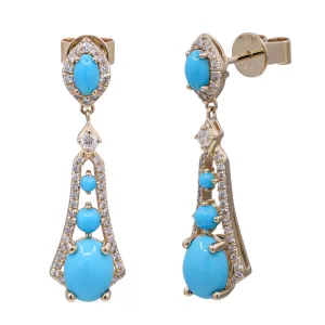14K Yellow Gold Turquoise Earrings