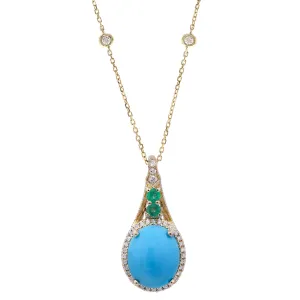 14K Yellow Gold Turquoise Pendant