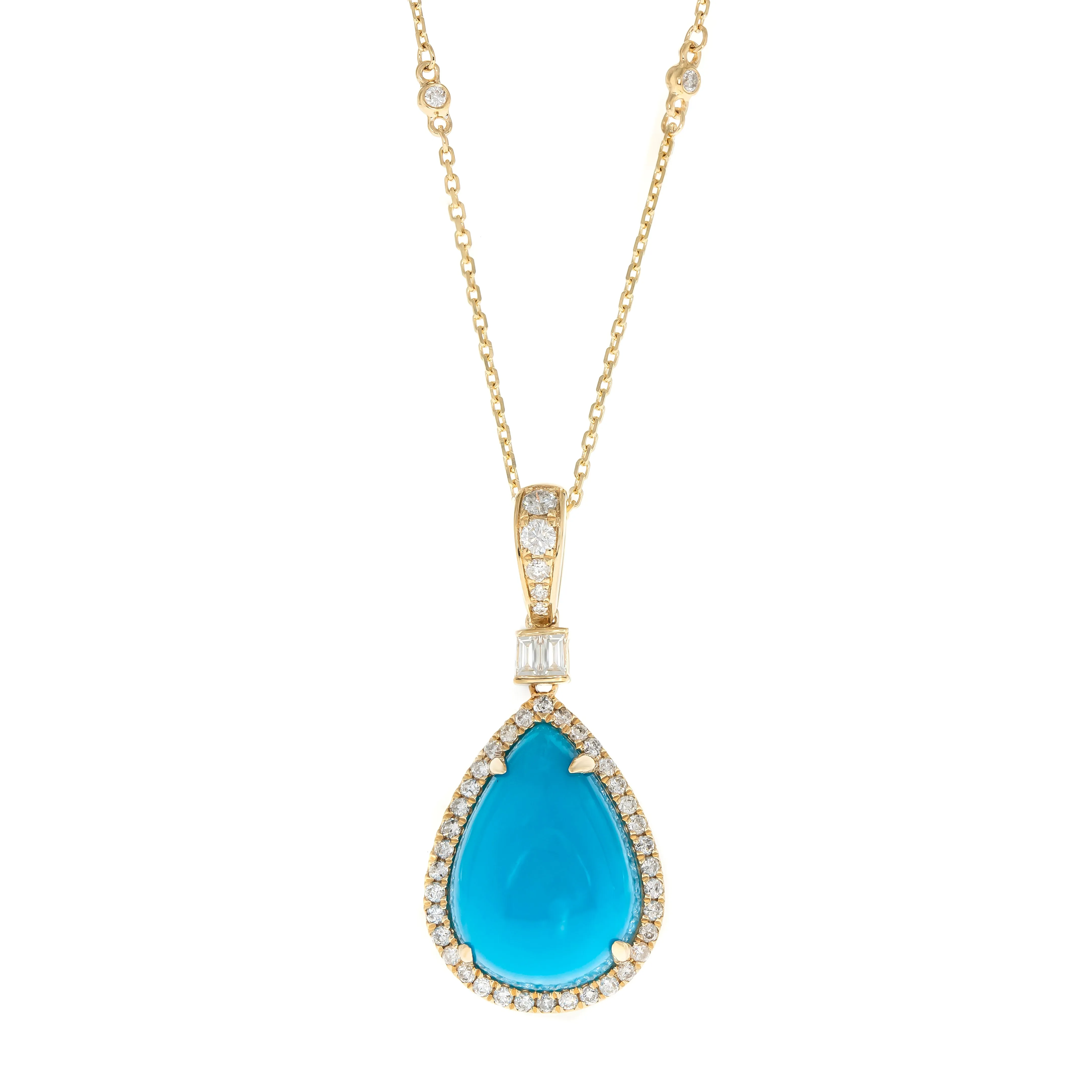14K Yellow Gold Turquoise Pendant