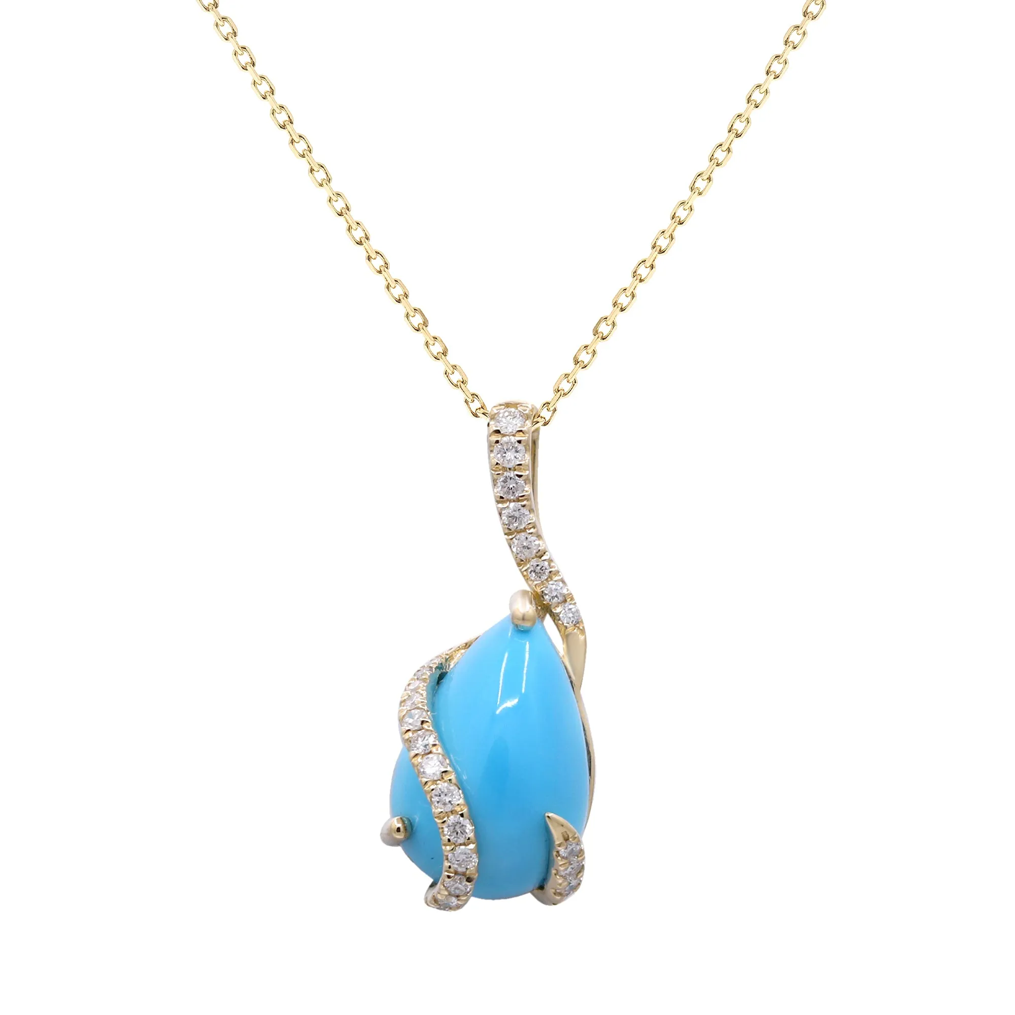 14K Yellow Gold Turquoise Pendant