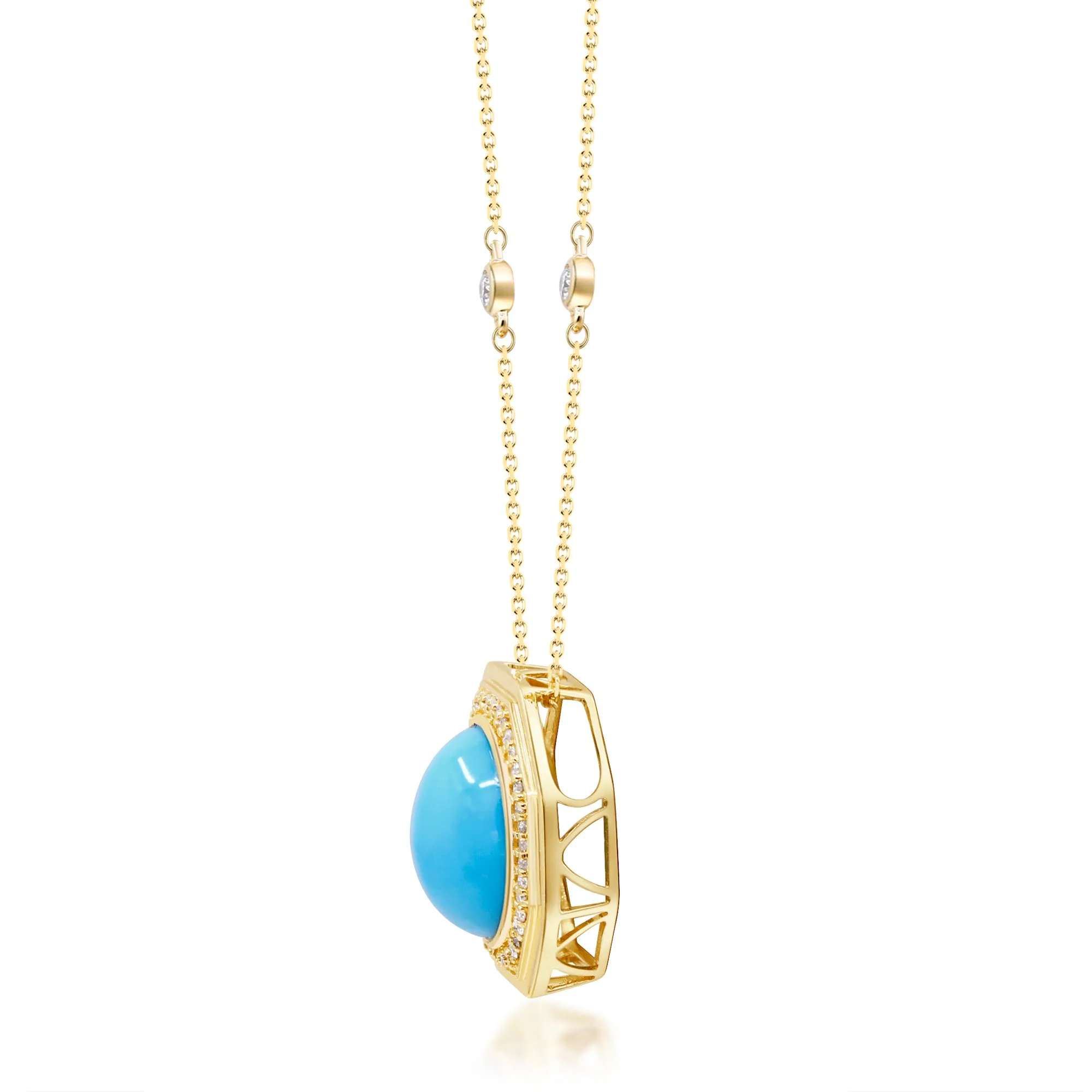 14K Yellow Gold Turquoise Pendant