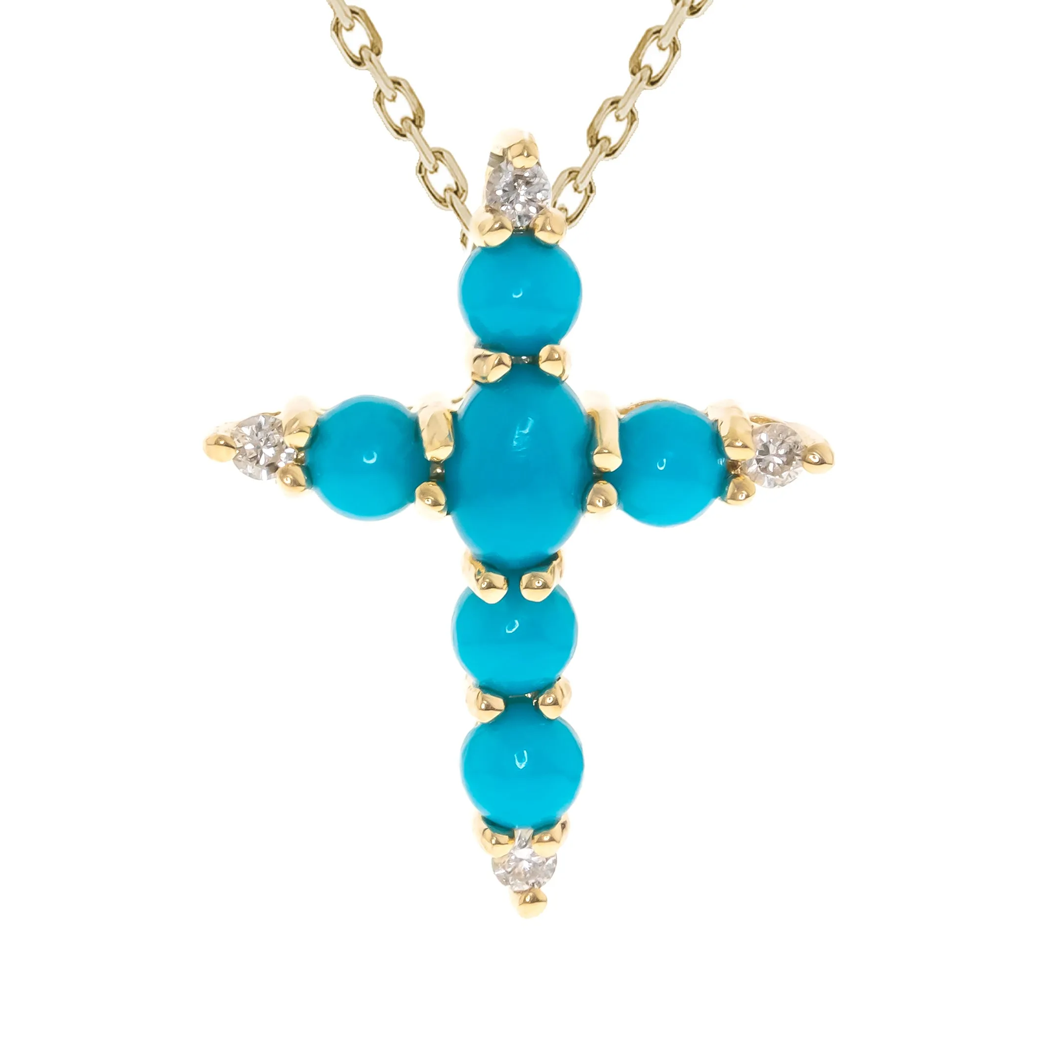 14K Yellow Gold Turquoise Pendant