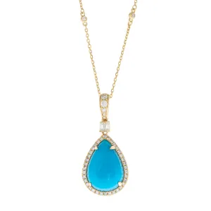 14K Yellow Gold Turquoise Pendant