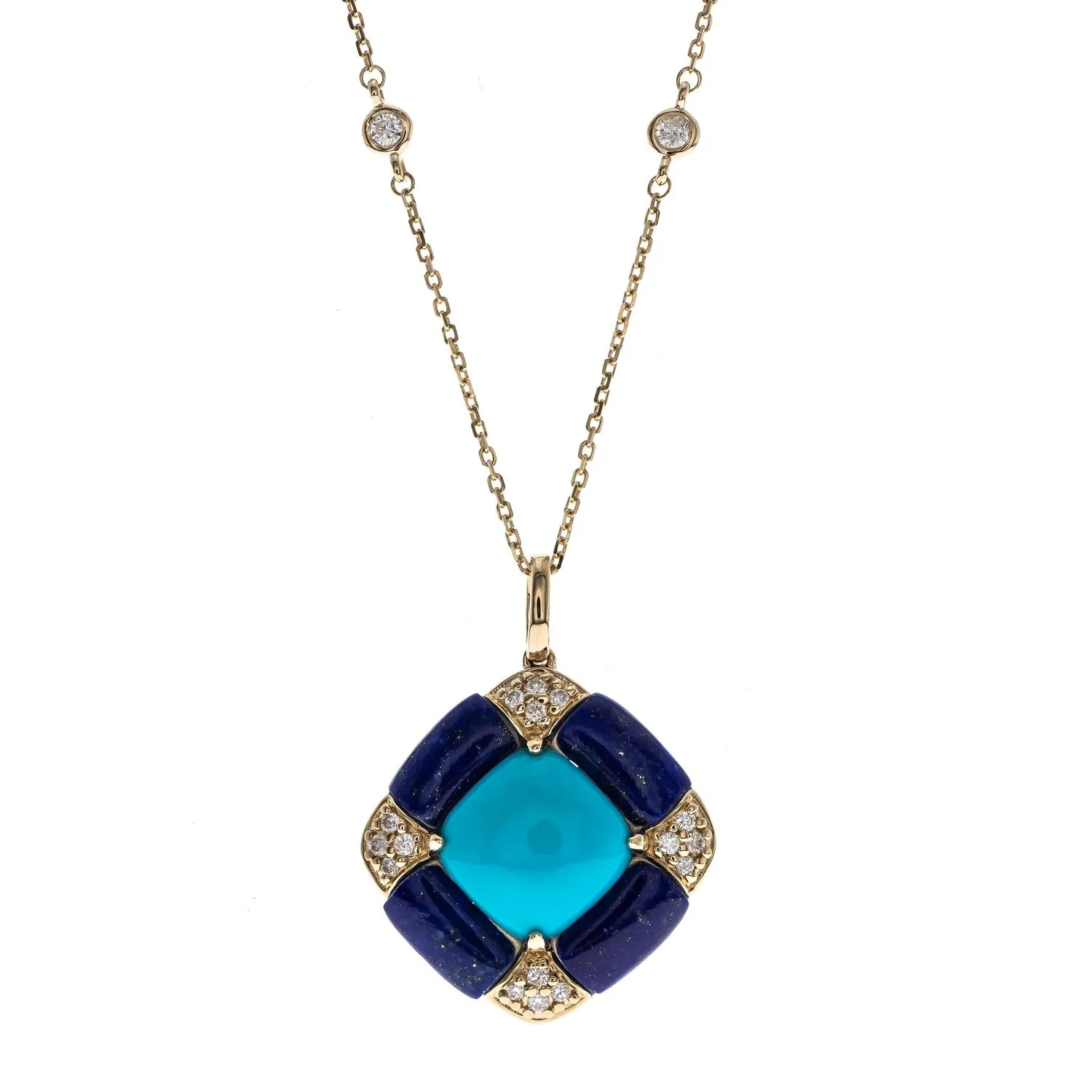 14K Yellow Gold Turquoise Pendant