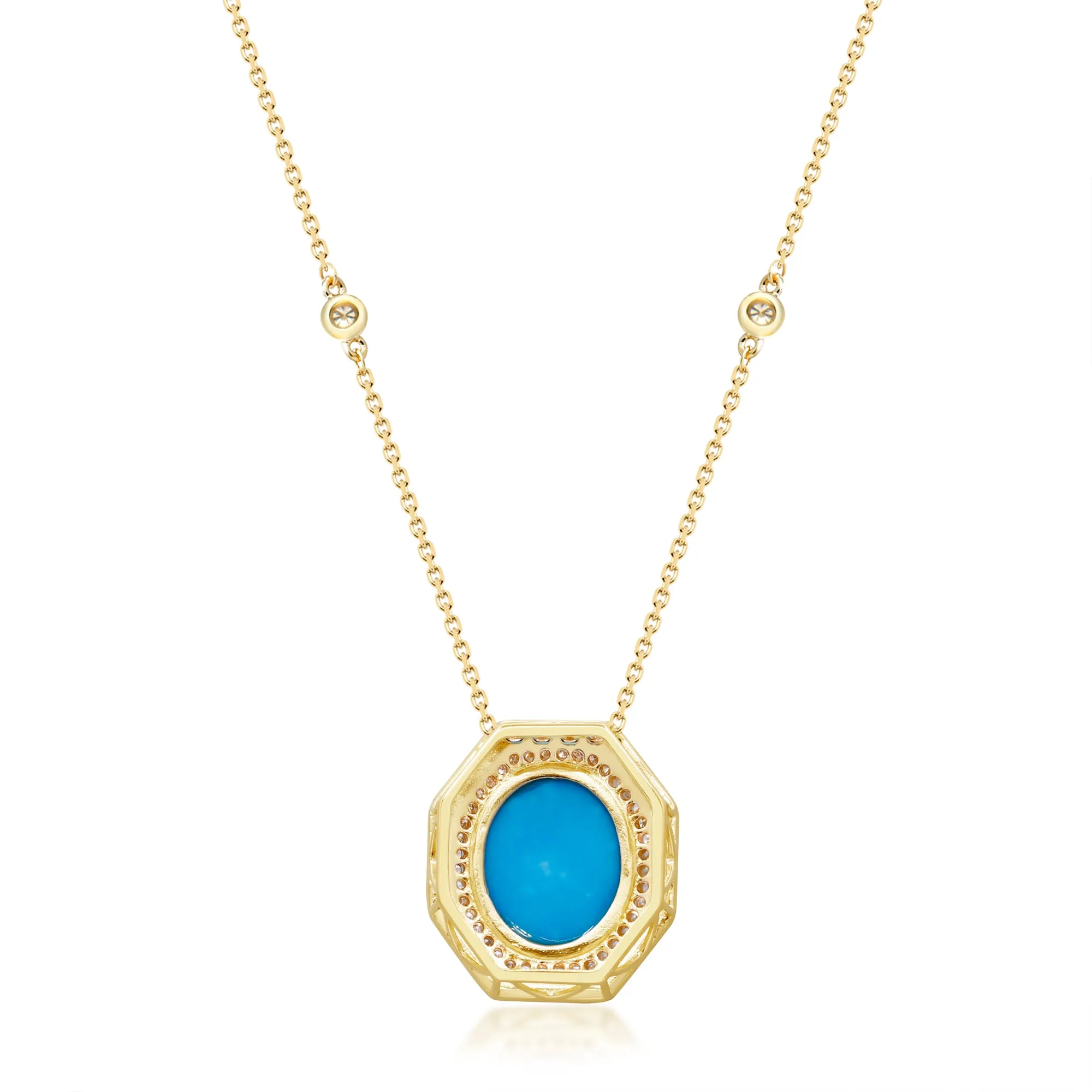 14K Yellow Gold Turquoise Pendant