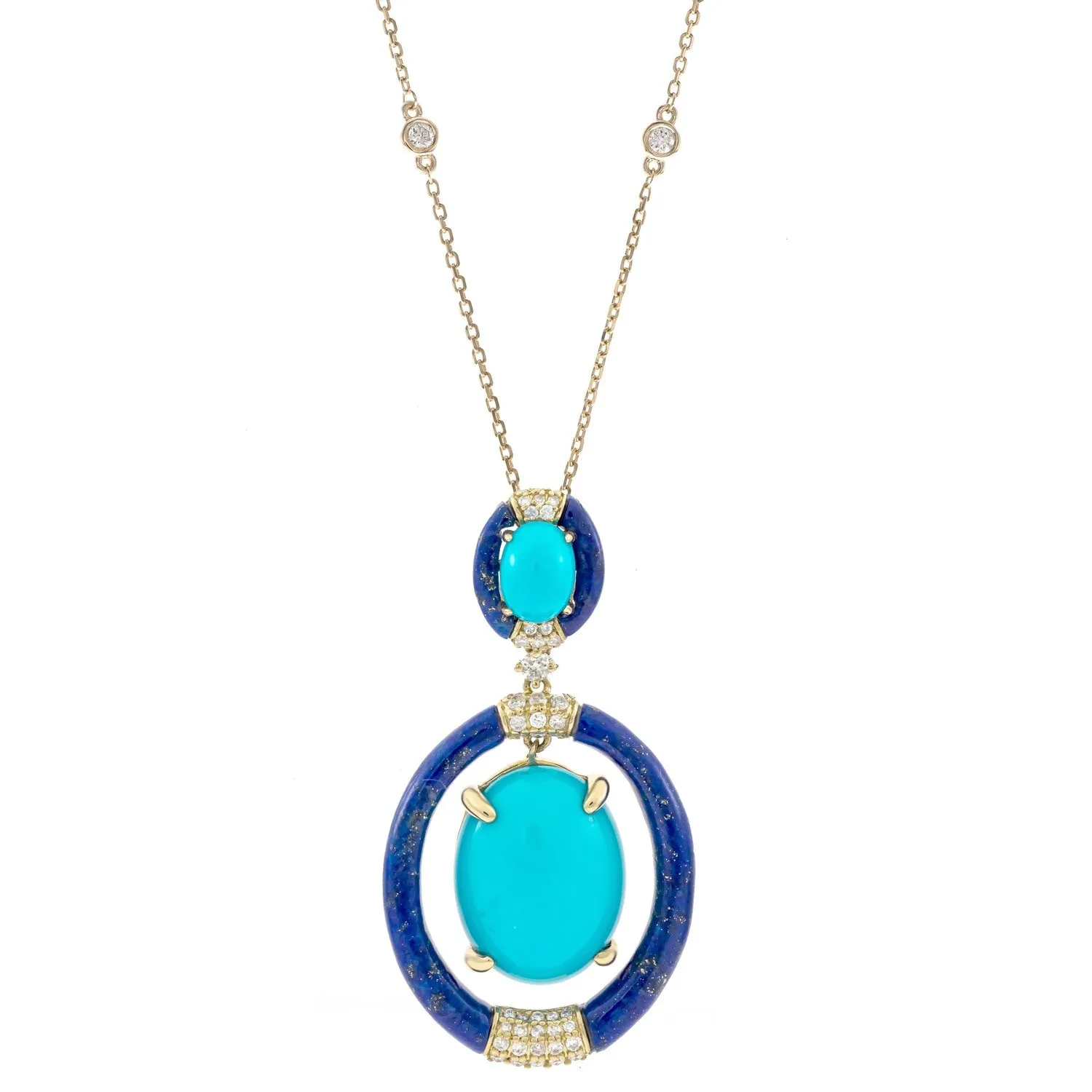 14K Yellow Gold Turquoise Pendant