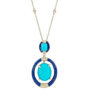 14K Yellow Gold Turquoise Pendant