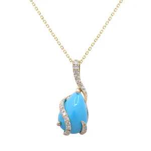 14K Yellow Gold Turquoise Pendant