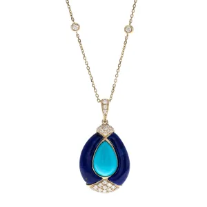 14K Yellow Gold Turquoise Pendant