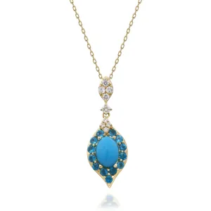 14K Yellow Gold Turquoise Pendant
