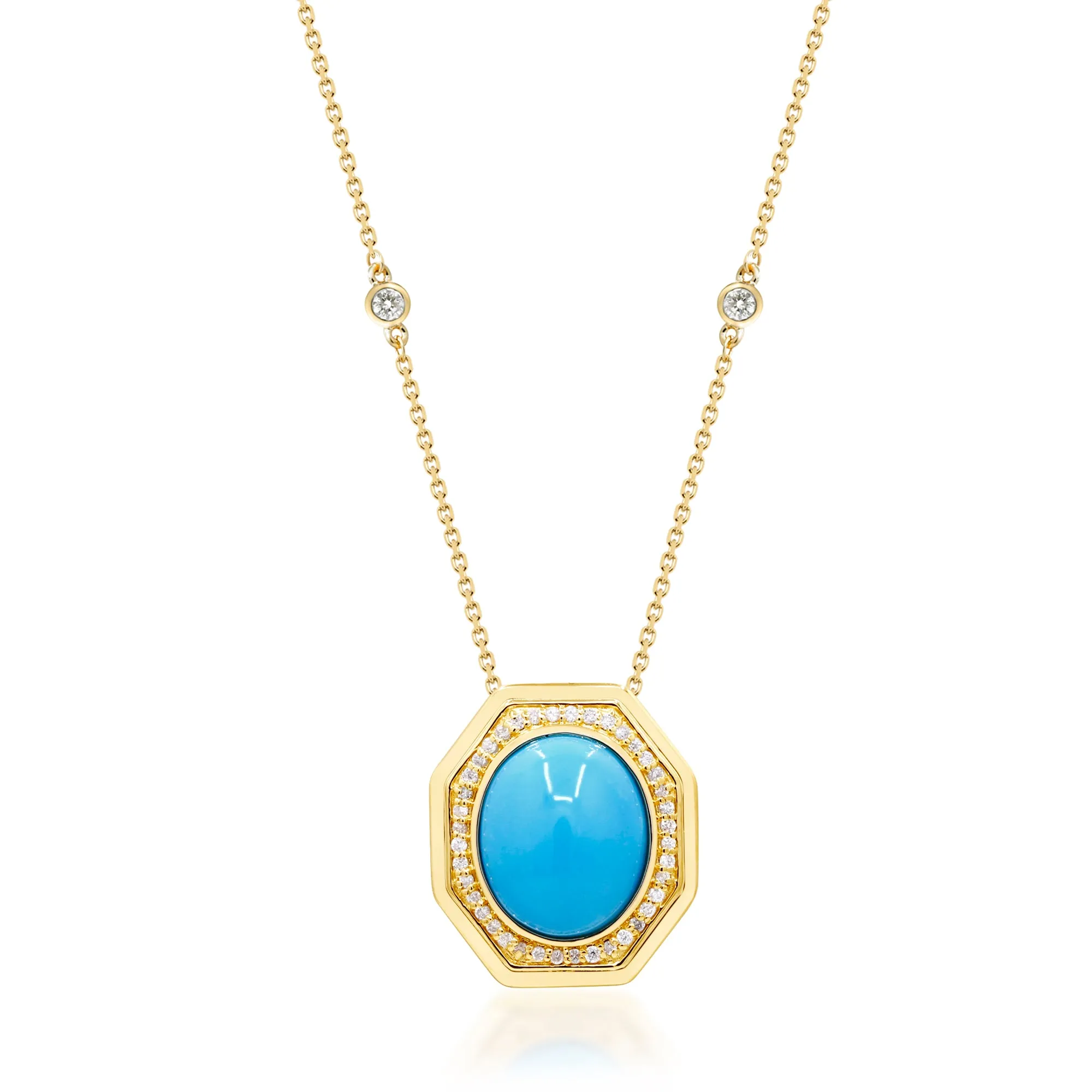 14K Yellow Gold Turquoise Pendant