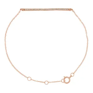 14KT Rose Gold 1/6 Carat Diamond Bar Chain Bracelet