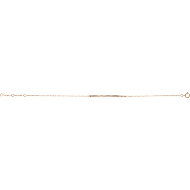 14KT Rose Gold 1/6 Carat Diamond Bar Chain Bracelet