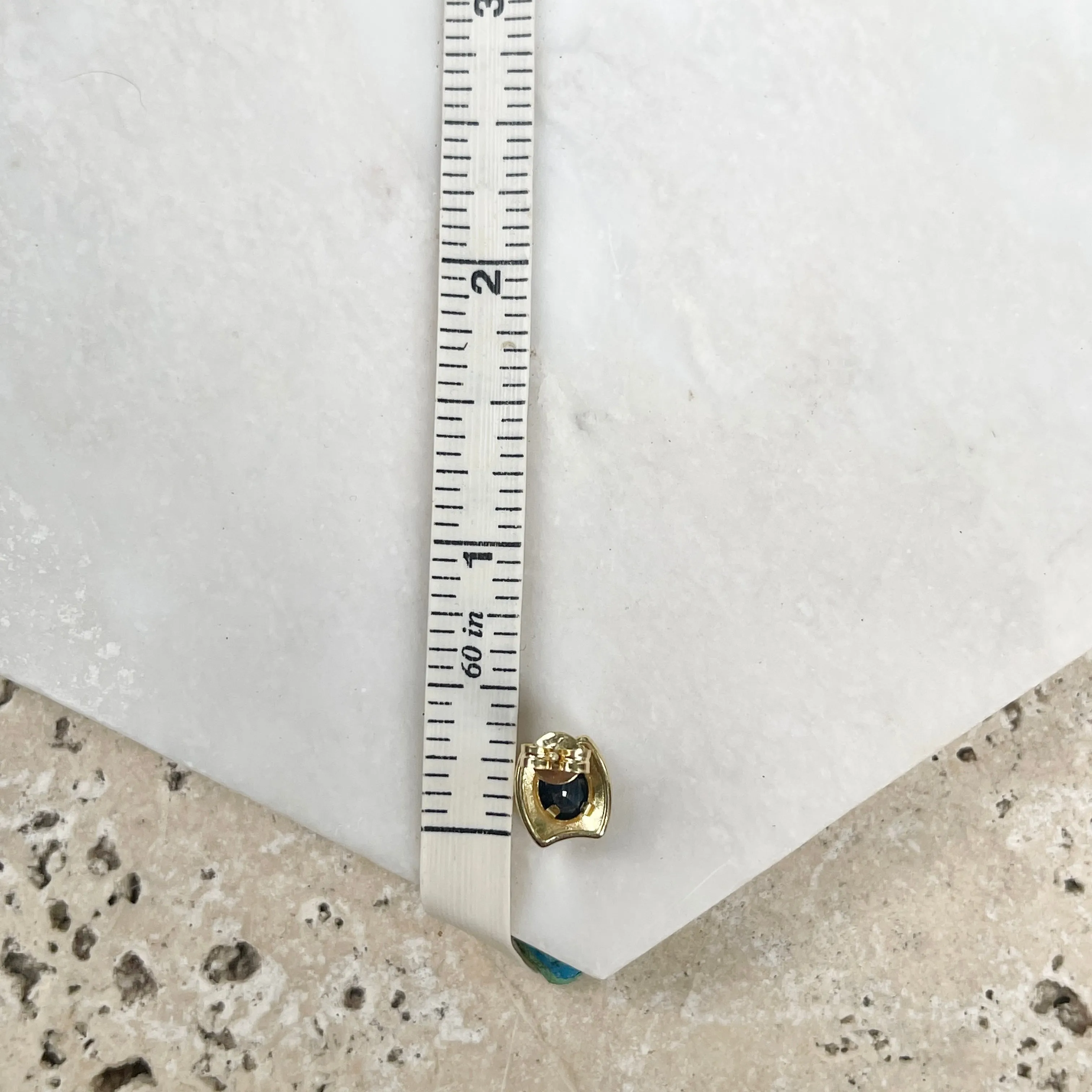 14KT Yellow Gold Bezel Set Blue Sapphire Stud Earrings
