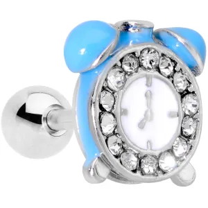 16 Gauge 1/4 Clear Gem Light Blue Alarm Clock Cartilage Tragus Earring
