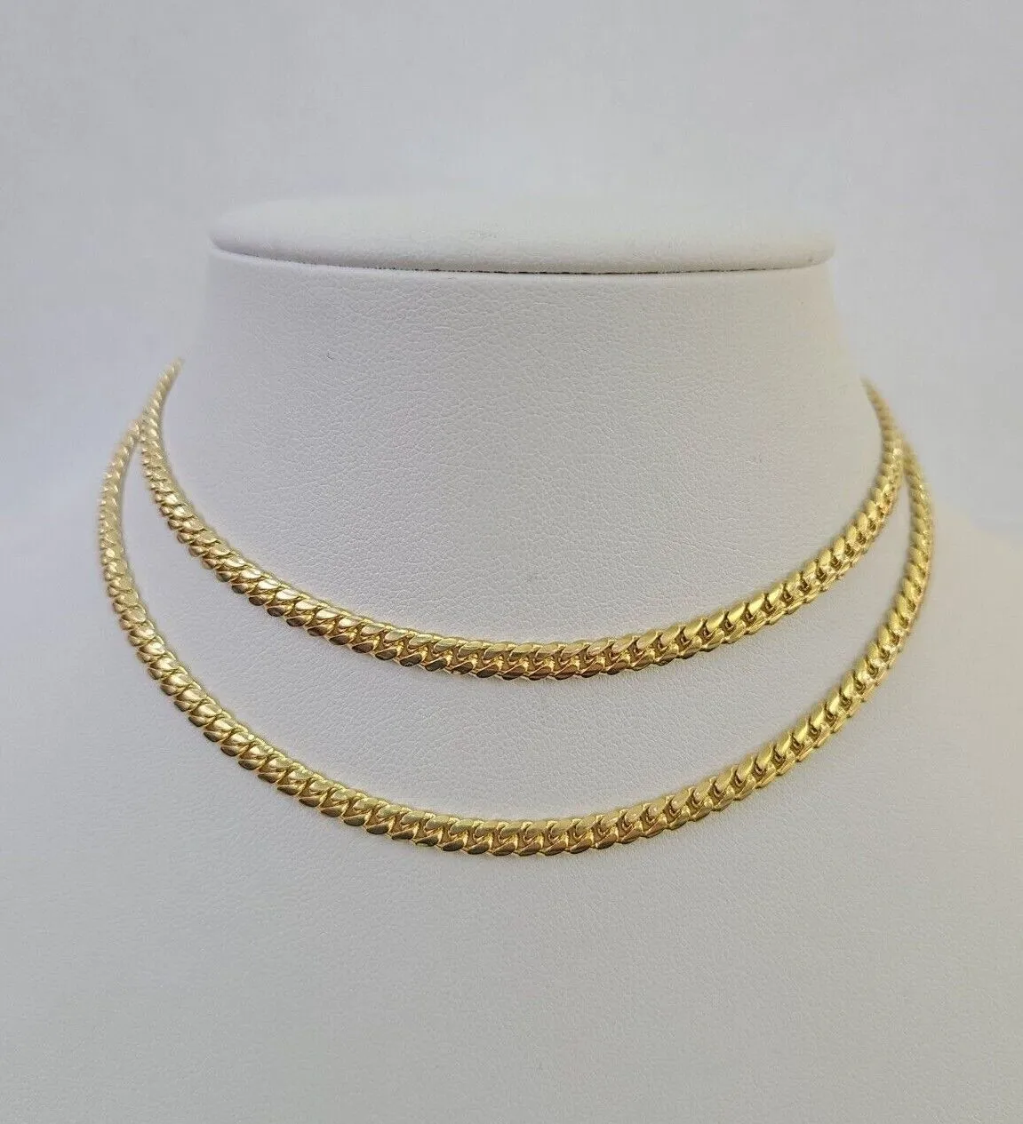 18k Solid Miami Cuban Necklace Chain Yellow Gold 4mm 18" 20" 22" 24" Inch Real
